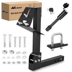 Nilight 트레일러 히치 스페어 타이어 캐리어 조절 가능 트럭 SUV ATV UTV용 마운트 2인치 리시버, 4 및 5 6 러그 휠 장착