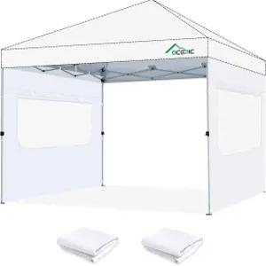 10x10용 Acepic 인스턴트 캐노피 선월 팝업 프레임 메시 창과 지퍼 99 방수 및 자외선 차단 기능으로 야외
