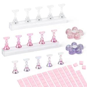 밀리 네일 프레스 스탠드 페인팅 네일을 위한 가짜 홀더 재사용 가능한 퍼티 선물 상자가 있는 연습용