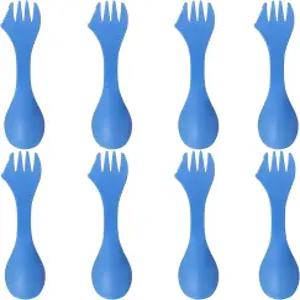 유틸리티 스포크 3-in-1 콤보 숟가락-포크-나이프 캠핑 도구(8팩 파란색)