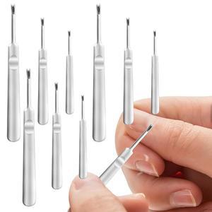 손톱과 발톱을 위한 9팩 네일 푸셔 및 트리머 포크 스테인리스 스틸 각질 제거기 아트 도구