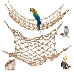 BLE 2팩 천연 새 밧줄 그물 앵무새 그네 해먹 사다리 마 걸이 활동 쥐 잉꼬 코카티엘 코카투 컨 그레이 버지 L 20 16인치