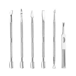 손톱과 발톱을 위한 6PCS 푸셔 세트 스테인리스 스틸 리무버 키트 커터 및 트리머 매니 페디 도구