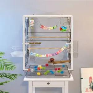 아크릴 새장 놀이터 조류용 사육장 횃대 포함 호텔형