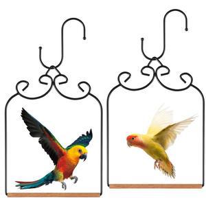 벌새 그네 2팩과 농기구 교체용 나무 다월과 철제 S 2개가 달린 금속 프레임 새 실내 실외 트렁크 잔디밭 파티오 정원 블랙 에 걸 수 있는 검은색