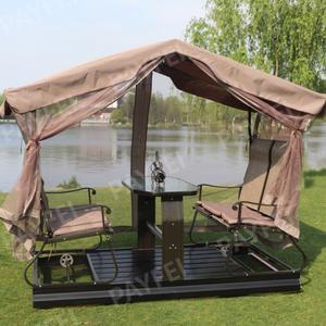 야외 옥상 정원 4인용 스윙의자 캐노피테이블