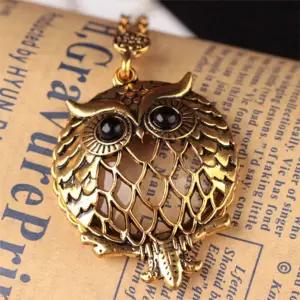 앤틱 레트로 노인 돋보기 목걸이 겸용 부엉이