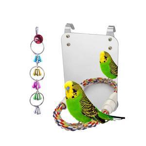 로프 퍼치가 달린 7인치 버드 미러 그레이 아마존 앵무새 코카티엘 코누어 러브버드 핀치 카나리아를 위한 편안한 퍼치