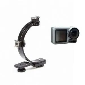 카메라 듀얼 C자형 브라켓 콜드슈 플레이트 핸들 그립 마이크 조명