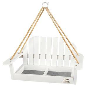 Solution4 io 화이트 스윙 버드 피더 벤치 디자인의 다람쥐 방지 금속 메쉬 트레이 현관 및 마당 장식을 위한 대용량 녹 매달린 u2013 필 앤 클린