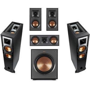 Klipsch 레퍼런스 R-26FA 5.1 홈 시어터 팩, 블랙 폴리머 베니어 브러시드