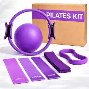 JUFI 필라테스 링 및 볼 - 위한 코어 홈 프리미엄 피트니스 운동 유연성 서클 세트 요가 운동을 트레이닝에