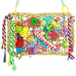 코하이버 버드 토이 대형 앵무새 새를 찾기 위한 잉꼬 코누어 해먹 그네 등반을 다양한 씹는 이 있는 풀 매트 슈레더 코카티엘 러브버드