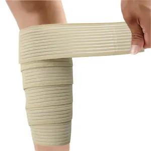 여성 및 남성용 밴맨 탄력 지지 가능한 플러스 축구 압박 배구 슬리브 붕대 하체 사이즈(베이지) 랩 종아리