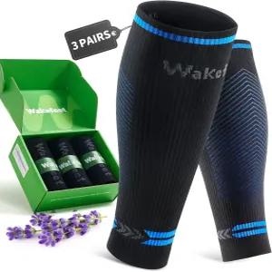 웨이크피트 3쌍 남녀용 종아리 압박 슬리브 달리기 하이킹 다리 스포츠용