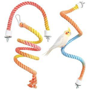 BNOSDM 새장용 로프 횃대 장난감 앵무새 그네 잉꼬 색상 사다리 클라이밍 일몰 있는 액세서리 친구 새장 그라데이션 구부릴 3개 코니아 모란새용