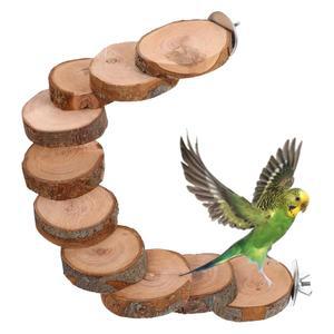 앵무새 사다리 플랫폼 횃대 스탠딩 나무 장난감 새장 10단계 천연 퍼치 잉꼬 햄스터 케이지