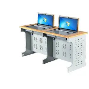 스탠드 컴퓨터책상 사무실 테이블 플립 호두색 도서관 책상