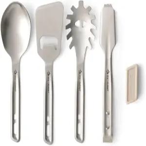 바다에서 정상으로 요리 및 서빙용 우회 스테인리스 캠핑 도구 세트(서빙 스푼 슬롯 집게 주걱)