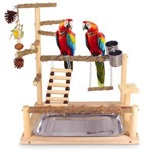 놀이터 천연 앵무새 장난감 놀이 츄잉 새장 퍼치 CONURE 플랫폼 그네 스탠드 잉꼬 포함 피더 앵무새용