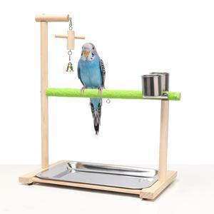 ACSIST PALYGROUND 앵무새 플레이스탠드 농어 액세서리 피더 목재 새장 트레이 컵과 스탠드 천연 탈착식 앵무새용 체육관