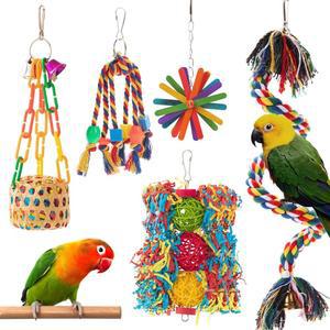 BIRD TOYS 앵무새 장난감 액세서리 5팩 CONURE COCKATIEL 로프 BUDGIES 걸이 새장 LOVEBIRD용 분쇄 씹는 채집 퍼치