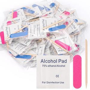 48세트 일회용 매니 키트 3 미니 네일 파일 세트에는 100/180 그릿 우드 스틱 디자인용 리무버 패드 스탬핑 폴리쉬 아트 도구가 포함되어