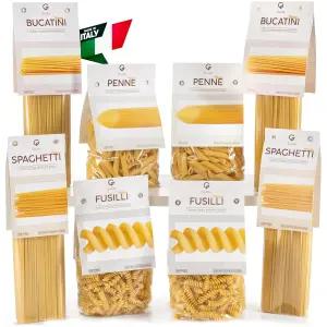 구스타 부카티니 파스타 면 버라이어티 팩 - 이탈리아산 프리미엄 이탈리아 듀럼 밀 세몰리나 슬로우