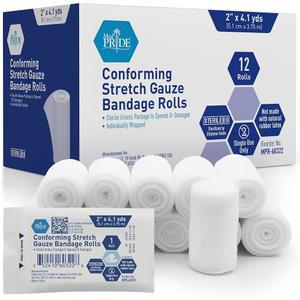순응형 스트레치 거즈 붕대 무균 라텍스 무첨가 처치 관리 롤 2x147 6인치 12팩 에 대한 MED PRIDE