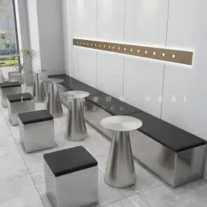 스텐 원형 테이블 고급 라운드 스테인레스 식탁 커피숍 스틸