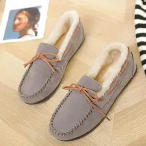여성털신 여성 방한 모카슈즈 스웨이드 털신단화 편한 겨울신발