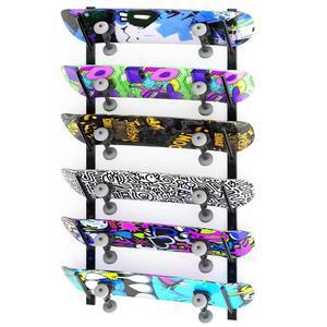 스케이트보드 벽 마운트, 6단 스케이트 보드 랙 데크 행거 홀더 보관 디스플레이 롱보드 오거나이저, 스노우보드