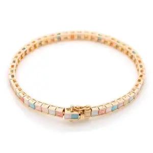 데일리팔찌 GP 컬러 젬스톤 라인 골드 패션 팔찌 14K