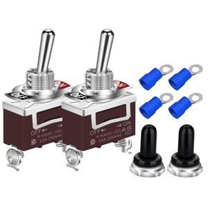 2개 토글 스위치 12V 30A 헤비 듀티 온오프 2핀 SPST 방수 캡 및 터미널 포함 자동차용