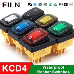 FILN on Off 30A250V 헤비 듀티 4 핀 DPST 밀폐형 방수 T85 자동 보트 해양 토글 로커 스위치 IP67 LED 12V