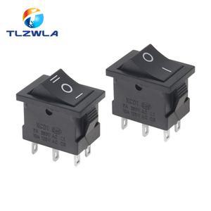 보트 로커 스위치 온 오프 KCD1 블랙 21x15mm AC, 6A, 250V, 10A, 6 핀, 2 포지션 3 10 개