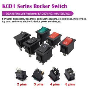 KCD1 시리즈 로커 스위치 1개, 2346핀, 23 위치, 6A250V 10A125V AC, 15mm x 푸시 버튼, 보트자동차 전원