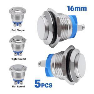 520Pcs 16mm 방수 순간 재설정 금속 푸시 버튼 스위치 나사 터미널 전원 자동차 엔진 초인종