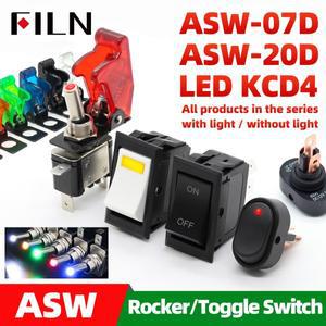 FILN 로커 스위치 자동 보트 트럭 조명 Led 토글 안전 항공기 플립 업 커버 가드 12V20A ASW-07D