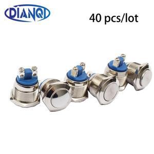 플랫 하이 모양 라운드 헤드 금속 프레스 푸시 버튼 스위치 리셋, 가정용 방수 기계식 경적, 순간 시동, 40