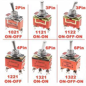 5pcs 토글 스위치 SPST DPDT 250V 15A 래칭 ON-OFF ON-ON 1021 전원 버튼 로커