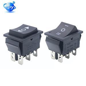 KCD4 로커 스위치, 3 위치 ON-OFF-ON 전원 6 핀, 16A250V, 20A125VAC, 검은색 리셋 화살표 보트