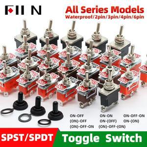 FILN 15A 250V 토글 스위치 소형 엄지 레버 On Off 전자 SPST 전원 로커 방수 캡