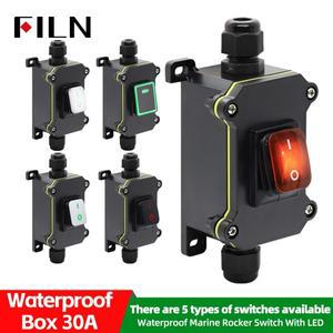 30A 고전류 커넥터 실외 인라인 전원 코드 110V-220V 12V-24V 해양 로커 스위치 켜기 끄기 방수 IP67 정션
