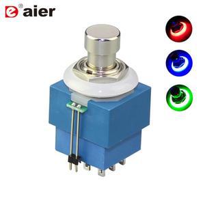 1PCS 풋 스위치 4A 125VAC30VDC 2A 250V 푸시 버튼 래칭 9 핀 3PDT ON-ON 솔더 터미널이있는 빨간색 파란색