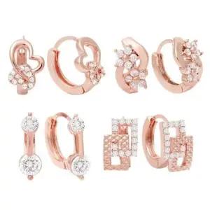 귀걸이선물 로즈골드 금침 큐빅 원터치 링 귀걸이 14K