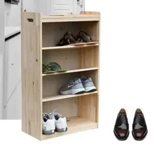 사무실신발장 좁은 틈새 신발장 슬림 현관 오픈 사무실 4단 원목
