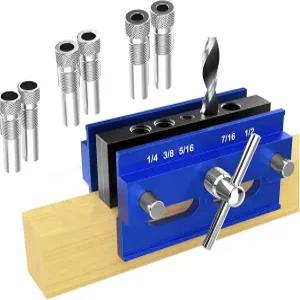 셀프 센터링 다우링 지그 키트 6PCS 드릴 부싱 블루로 직선 구멍을 위한 조절 가능한 폭 다웰