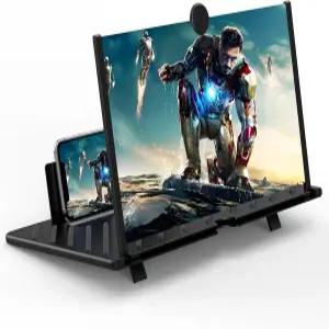 20인치 화면 확대기 영화 비디오 게임용 3D HD 휴대폰 확대 프로젝터 접이식 스탠드 증폭기 모든 스마트폰