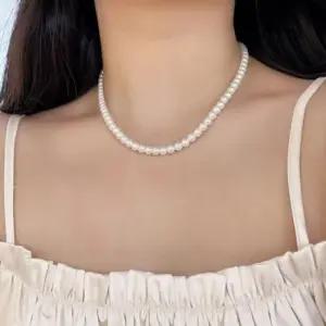 초커 진주목걸이 진주 주얼리 원석 비즈 네크리스 6mm